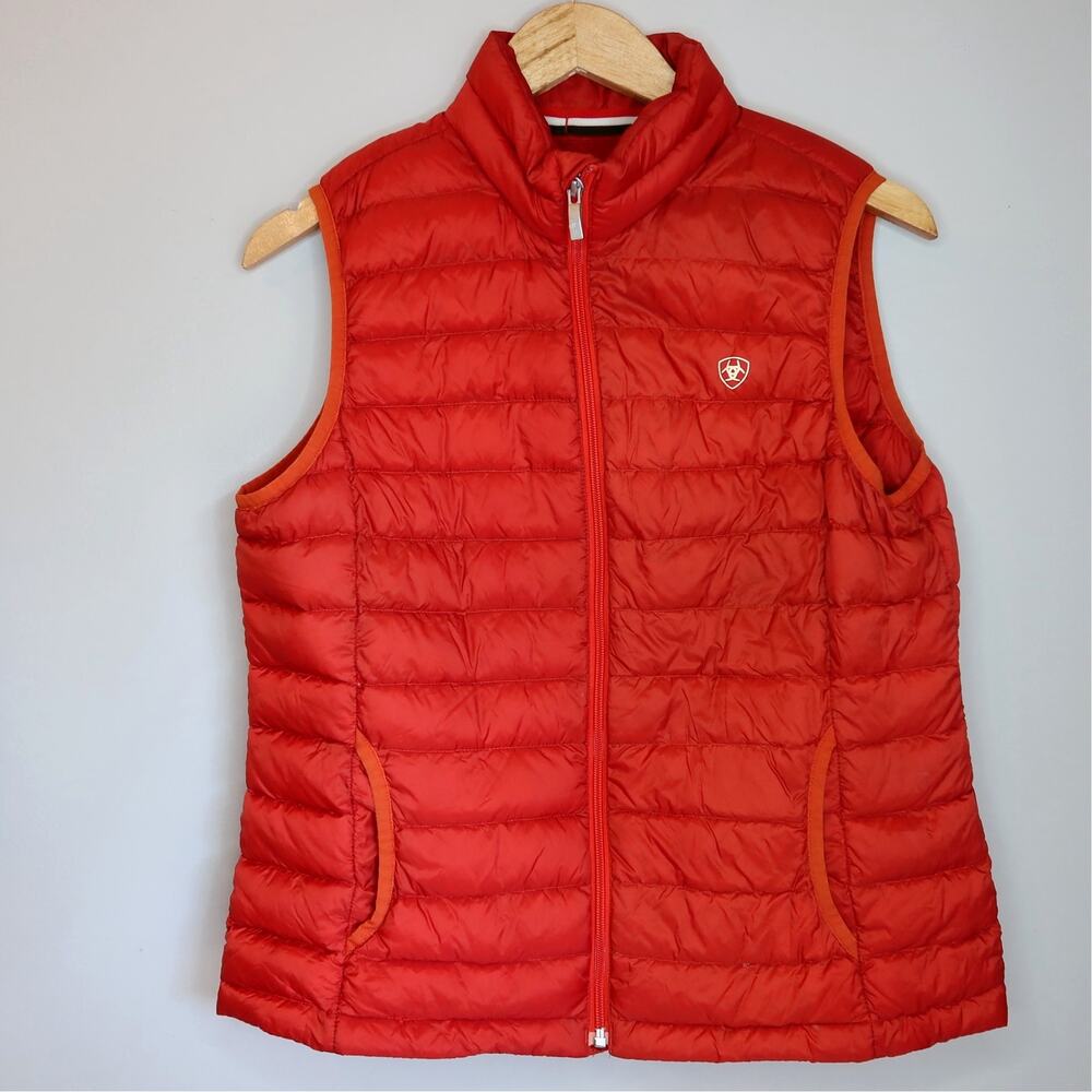 Ariat Ideal Down Puffer Vest Red Wind Water Resistant Equestrian Sz L